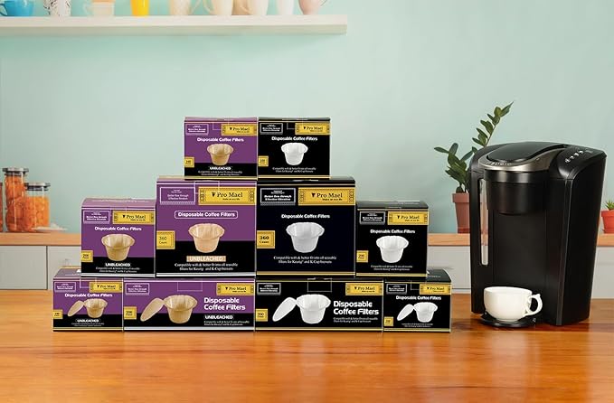 Pro Mael Disposable K Cup Coffee Filters with Lid, Coffee Filter Paper for Keurig Brewers Single Serve 1.0 and 2.0, Use with Resusable K Cup Pods, White (200 Count)