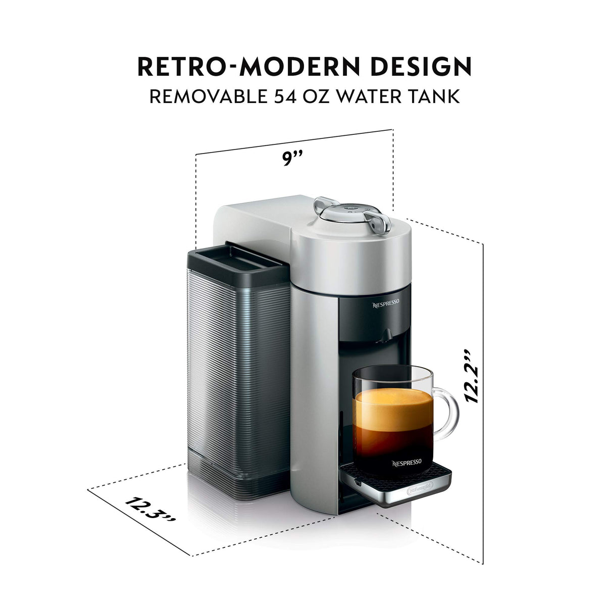 Nespresso Vertuo Coffee & Espresso Maker by De'Longhi, Silver
