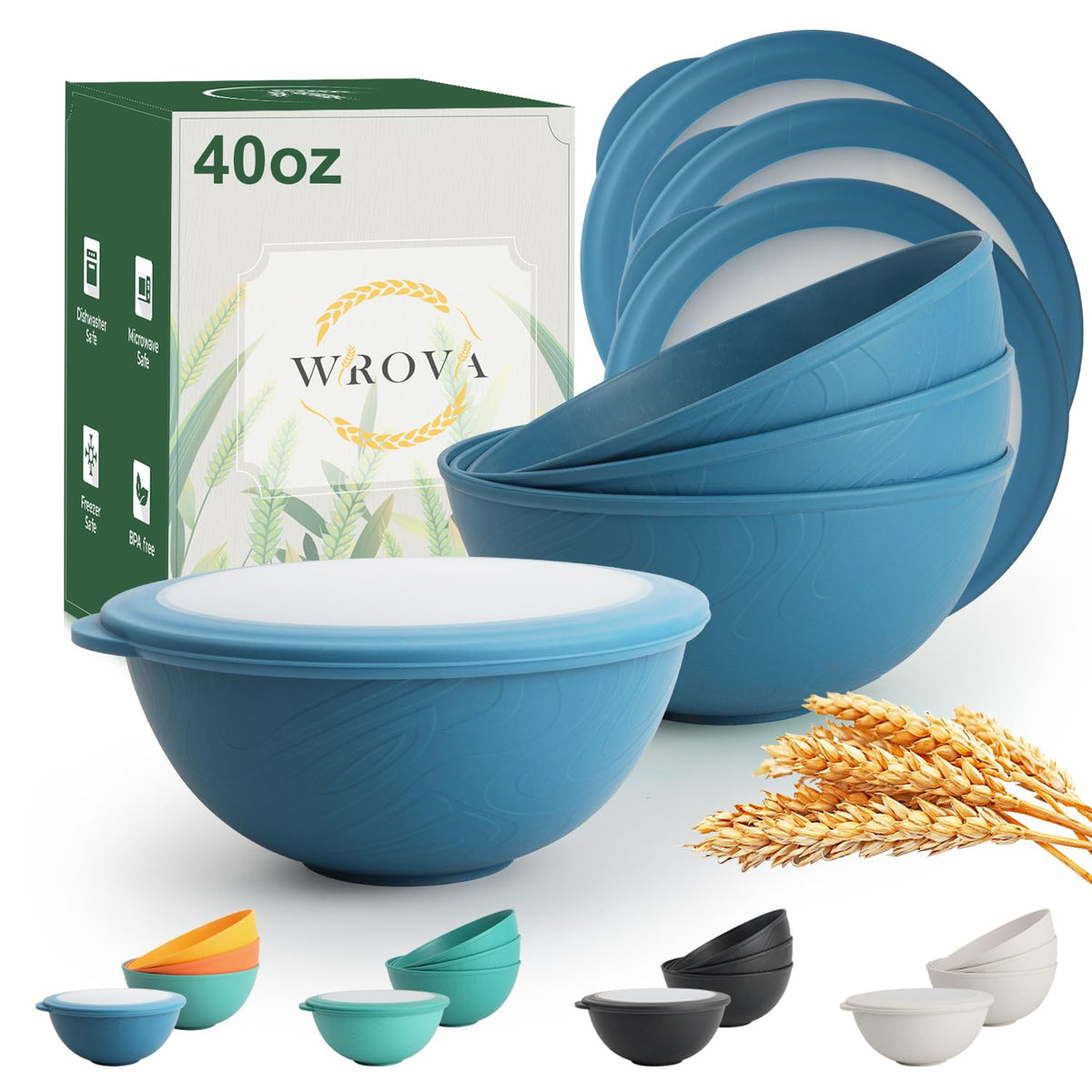 Wrova Mini Wheat Straw Bowls Set of 6, Unbreakable Snack Bowls for Kids
