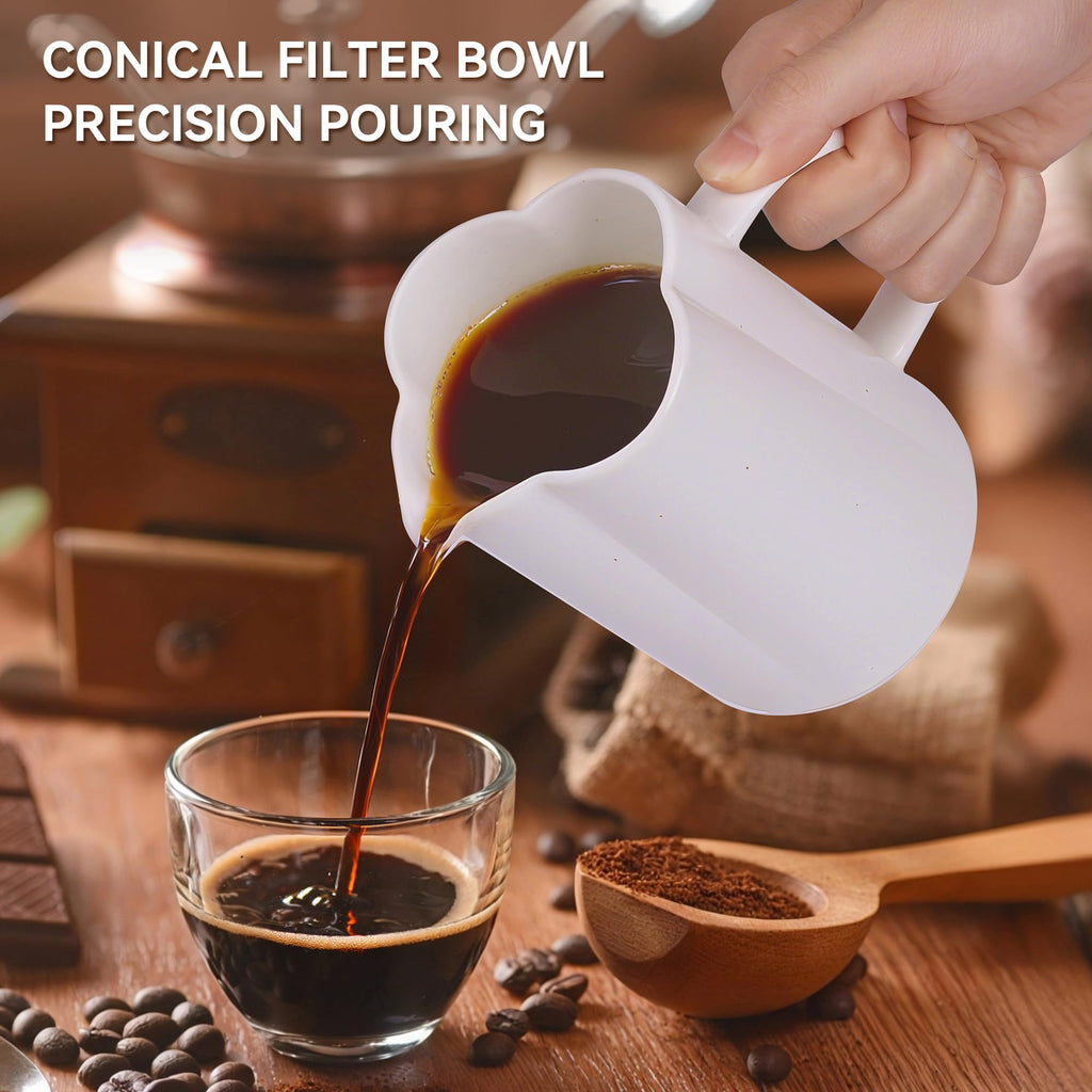 AZYM Pour Over Coffee Maker,V60 Coffee Dripper Set with 20 Count Paper Coffee Filters,Four-Leaf Clover-Shaped Drip Coffee Maker,Vintage Ceramic Carafe for Home Brewing Camping,17.5 oz (White)