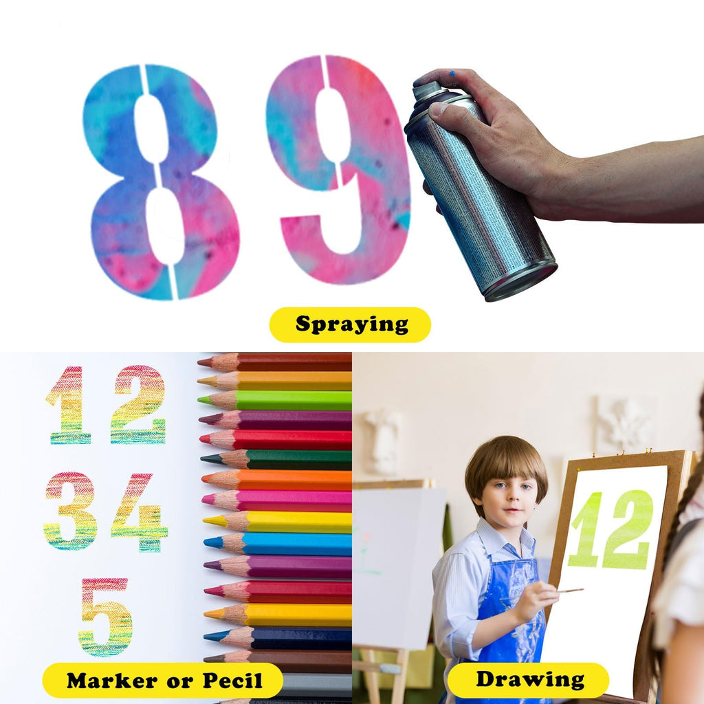 EggSun 18 Inch Number Stencils Set, Large 0-9 Plastic Address Number Stencils Reusable Cake Digital Templates for Painting on Wall,Wood,Parking Lot,Mailbox and DIY Art Projects