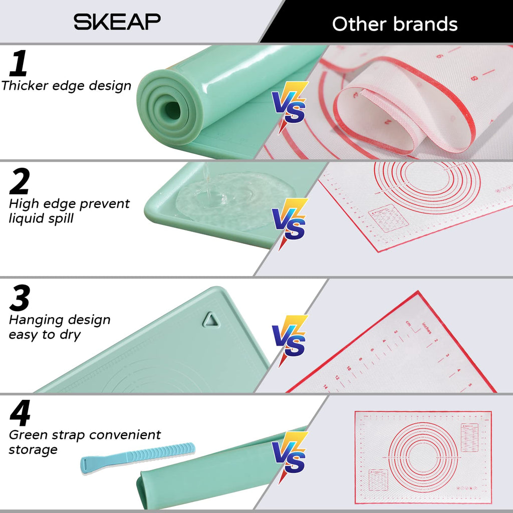 SKEAP Silicone Mat Large Craft Mat with Raised Edges, Waterproof Art Mat