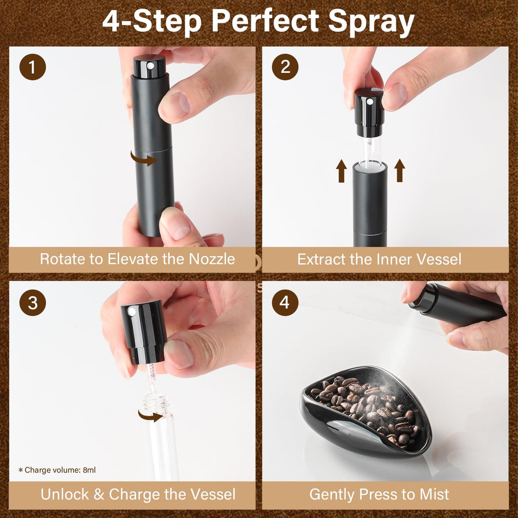 KitchenTour Ultimate Coffee Kit - Ceramic Coffee Bean Dosing Cup + Anti-Static Sprayer + Grind Size Ruler - 3-in-1 Pro Set: Measure, Spray, Validate
