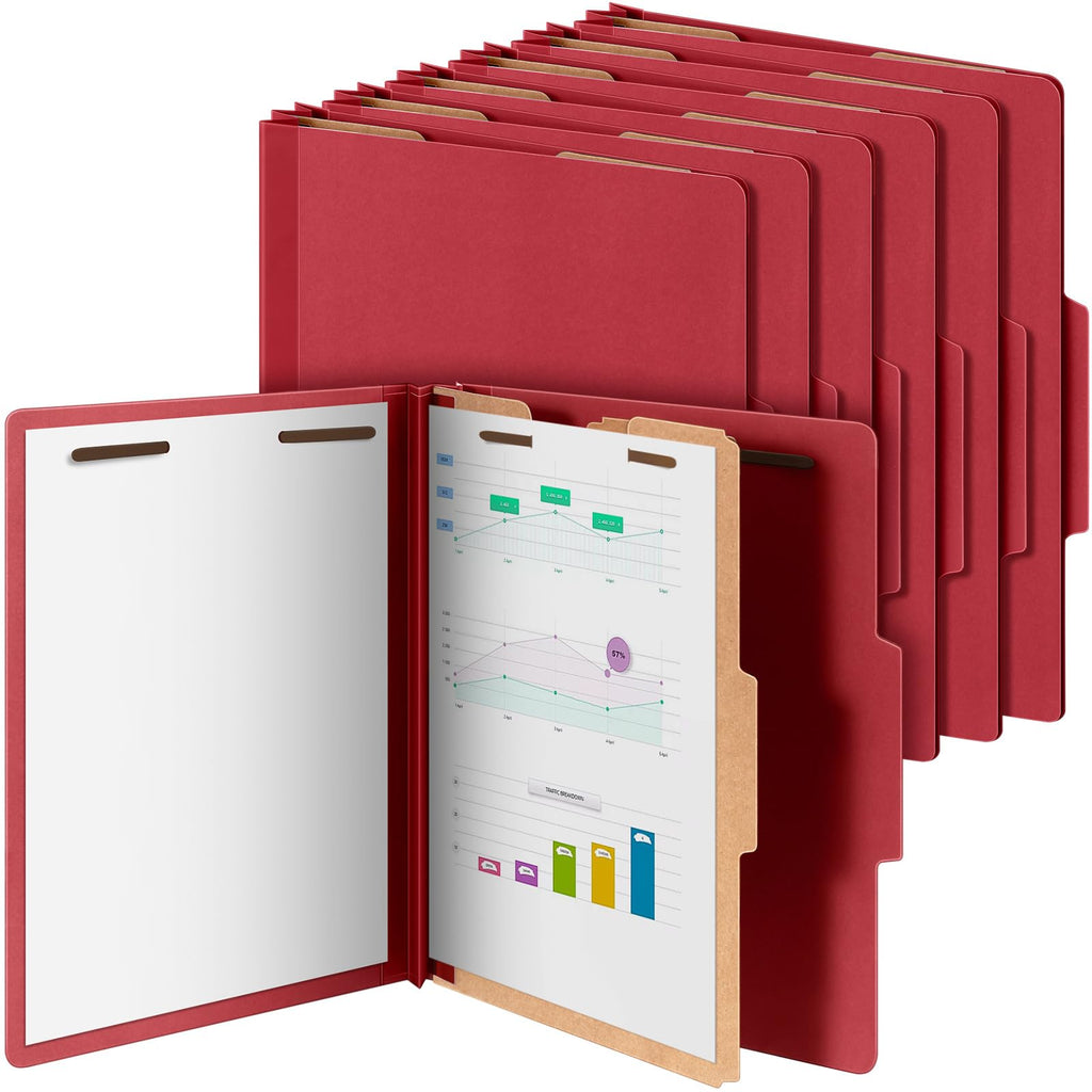 Skyygemm 12 Pcs Classification Folder Letter Size, 1 Divider,Red