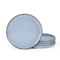 Herogo 6-Piece Stoneware Dinner Plates Set, 7.9" Ceramic Round Dessert Plate Set, Small Handmade Double Reactive Glaze Dinnerware Plates for Kitchen, Microwave, Oven and Dishwasher Safe, Haze Blue