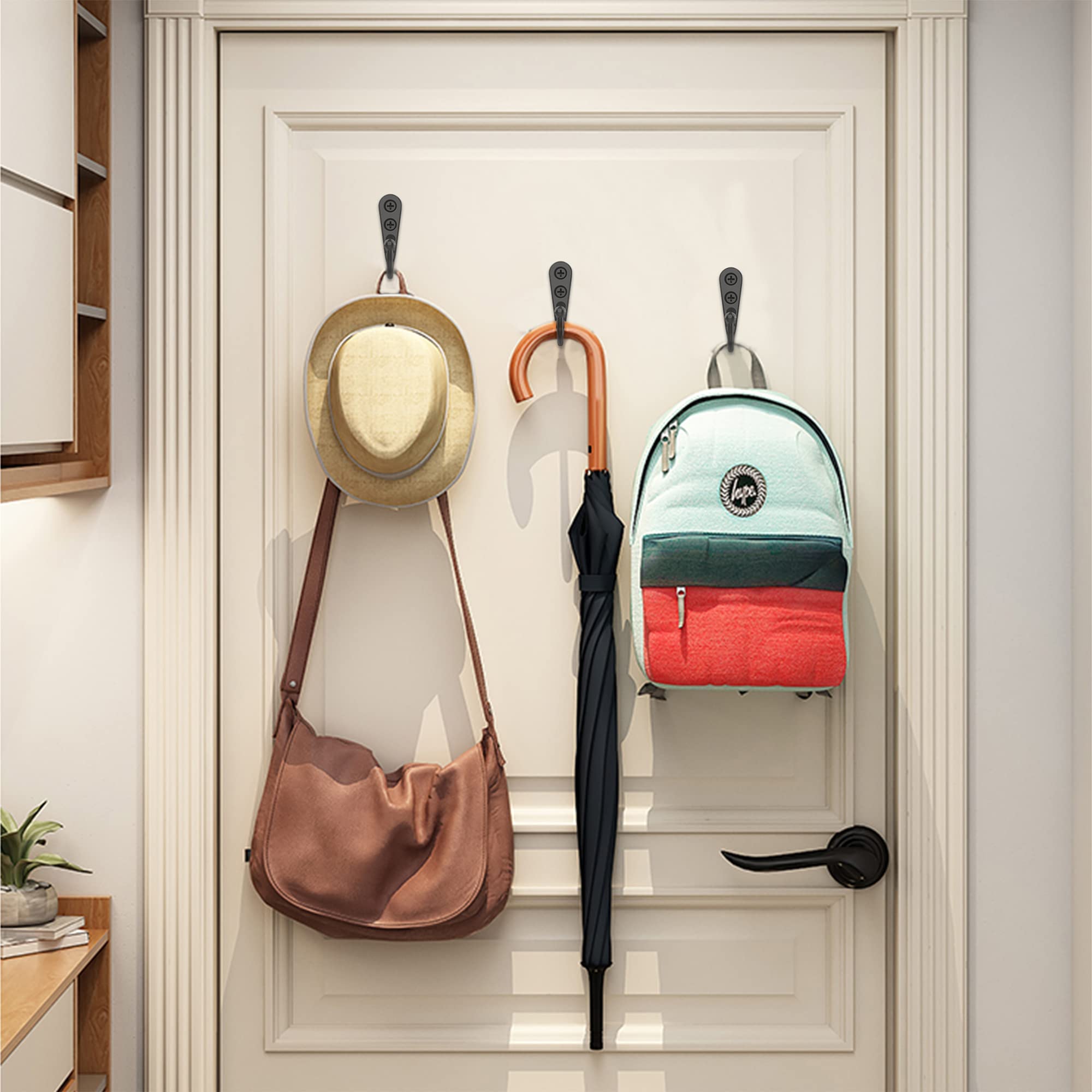 PRIGVOT 15-Pack Black Wall Mount Hooks for Hanging Coats & Towels