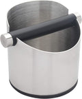 Espresso Knock Box, Stainless Steel Coffee Grounds Knock Box, With Removable Knock Bar and Non-Slip Rubber Base (Silver)
