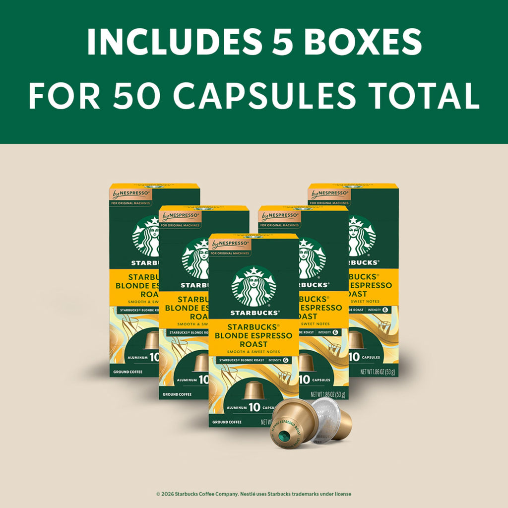 Starbucks by Nespresso Original, Blonde Roast Espresso 50-count