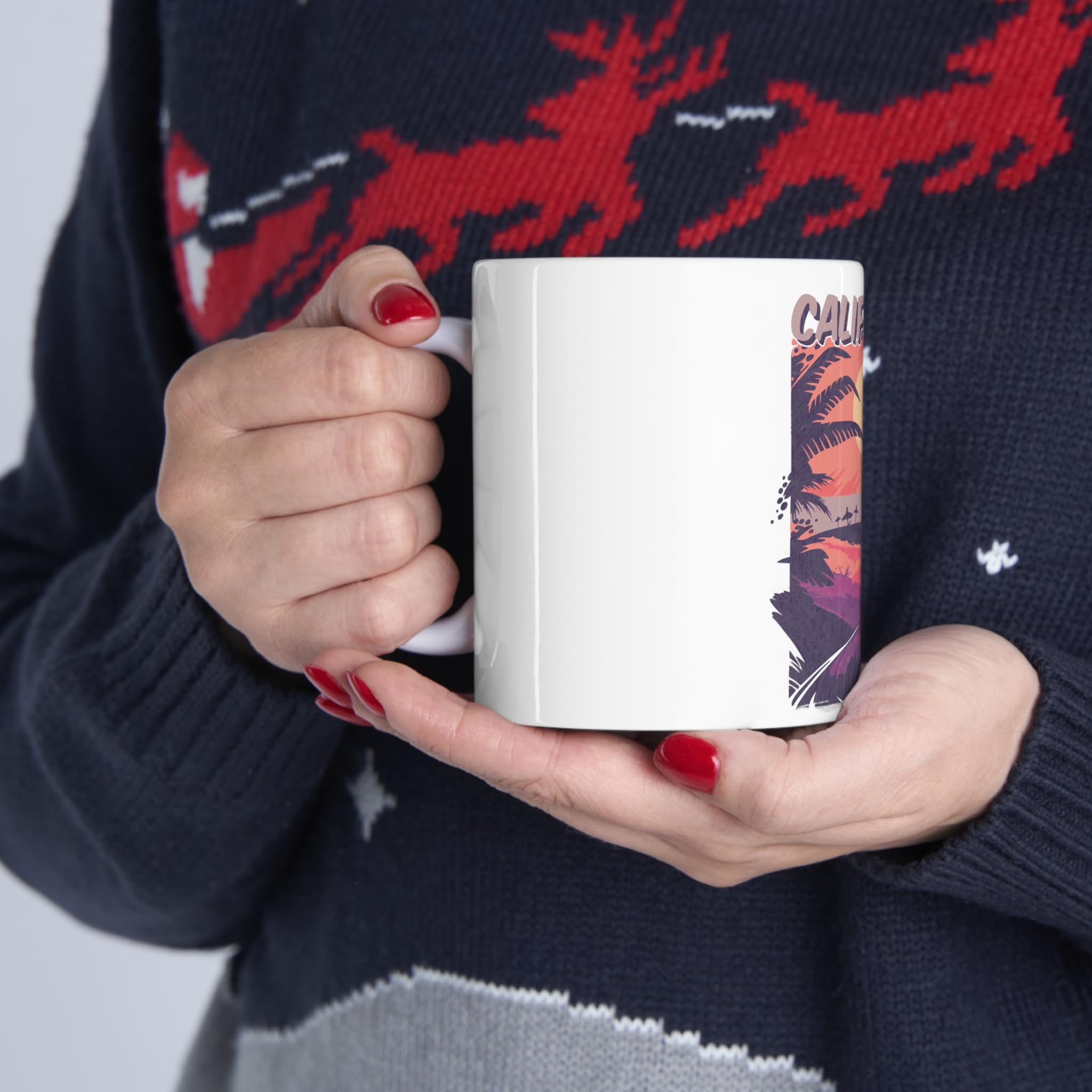 CREATIVE DESIGN PRINTS 11 OZ Novelty Coffee Mugs - Christmas Gift (California Vibes Theme)
