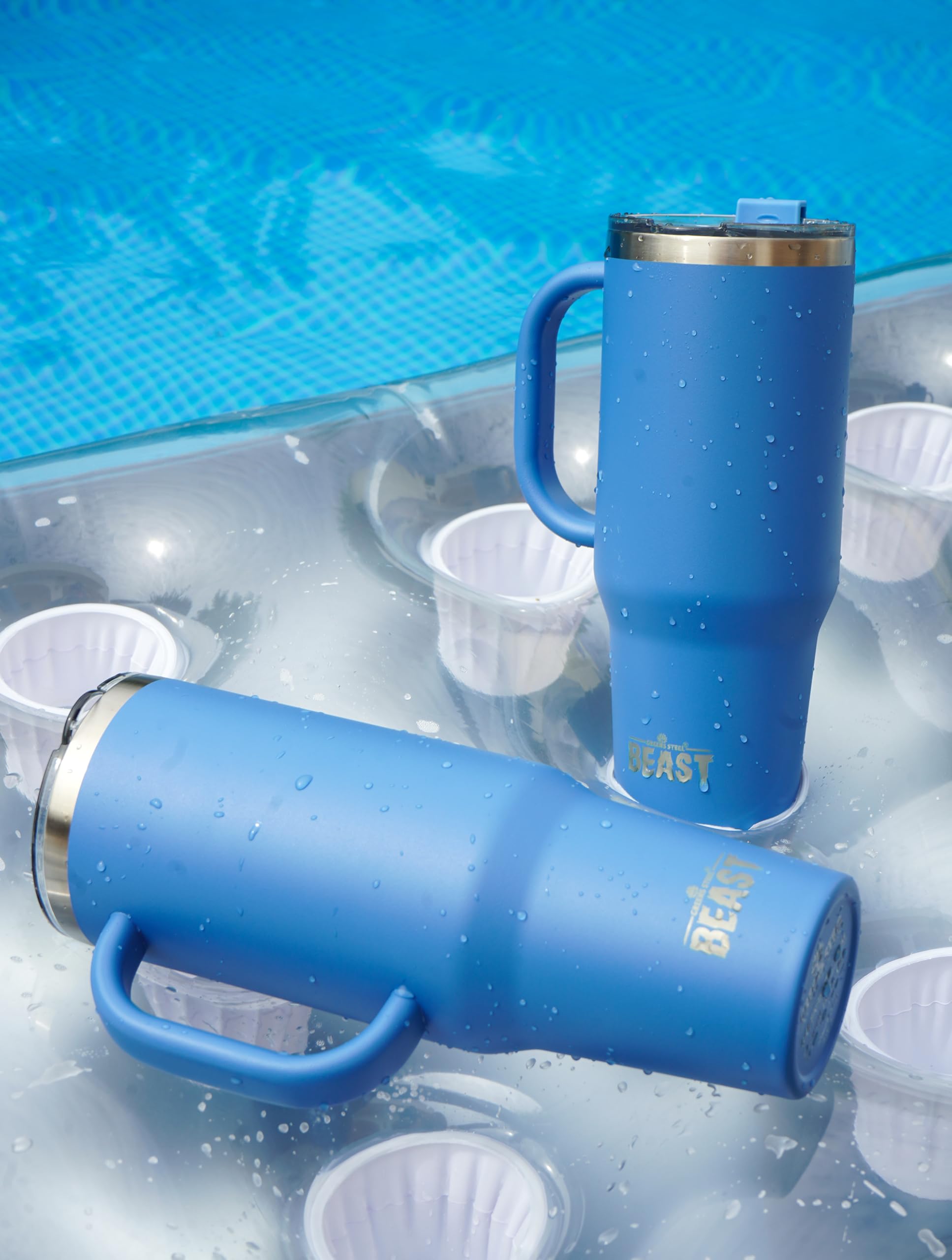 Beast 50 oz Tumbler with Handle Stainless Steel Vacuum Insulated Coffee Ice Cup Double Wall Travel Flask (Stormy Sky Blue)