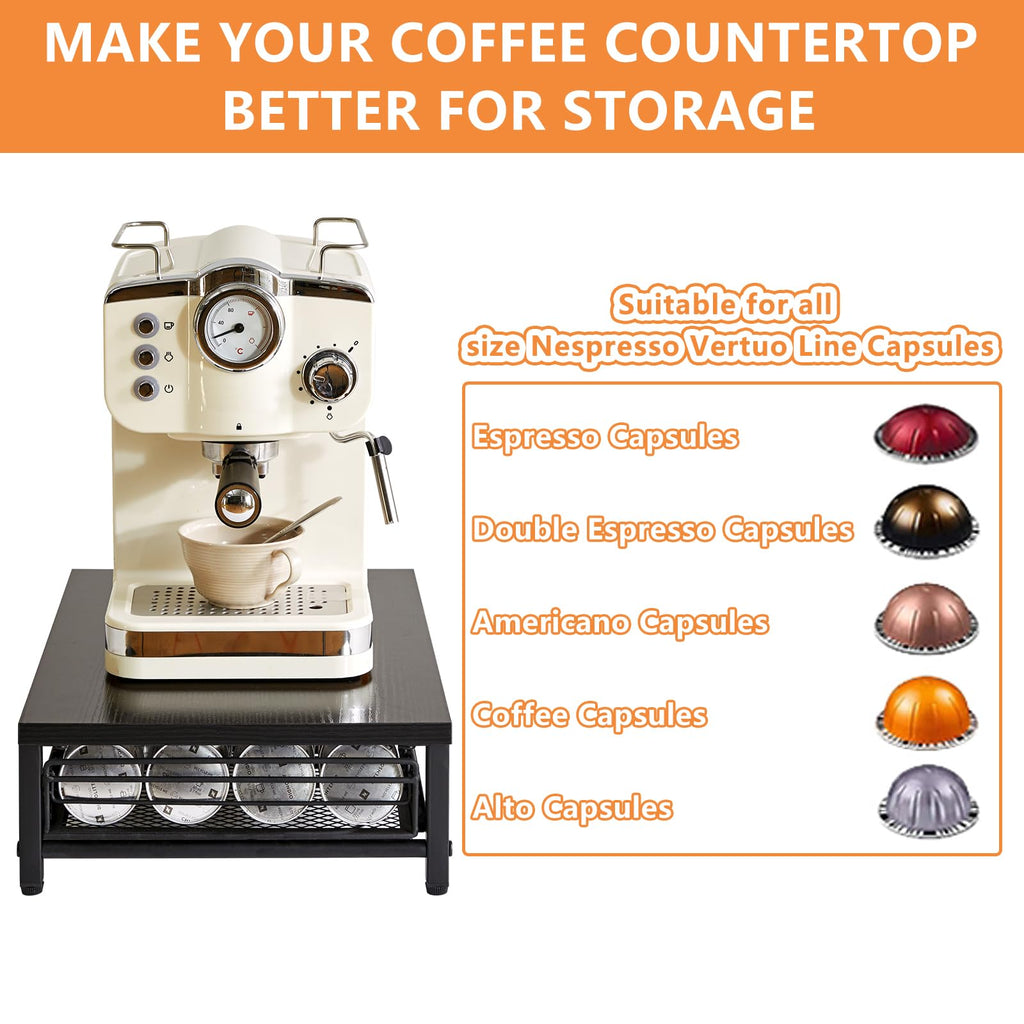 IBUYKE Coffee Pod Drawer Holder for Nespresso Vertuo Pods,Black TCJ101B