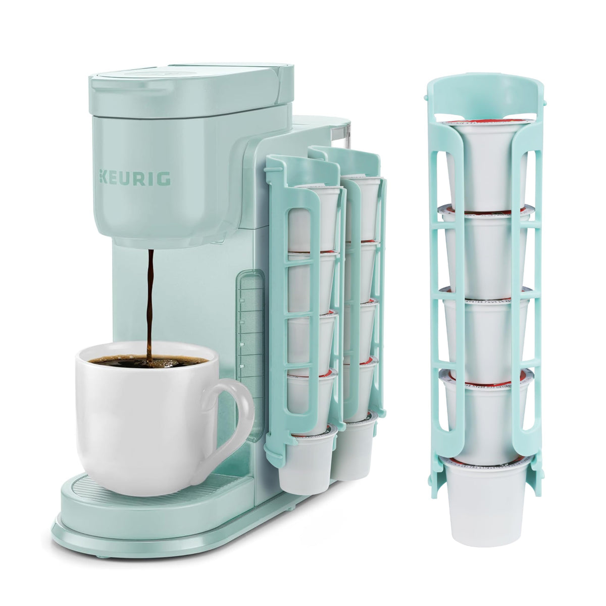 STORAGENIE Coffee Pod Holder for Keurig, Stores 10 Pods, Mint