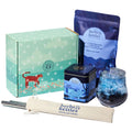 Herbs & Kettles Blue Chai Boba Kit | Butterfly Pea Flower Chai with Ginger, Cardamom, Cloves & Cinnamon + Chewy Tapioca Pearls | Complete DIY Caffeine-Free Bubble Tea Kit with Reusable Straws |