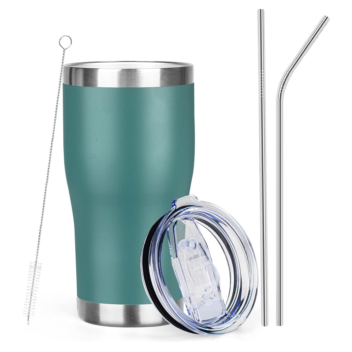 20oz Insulated Tumbler with Lid Straw Travel Coffee Mug Cup (Purple/Green)