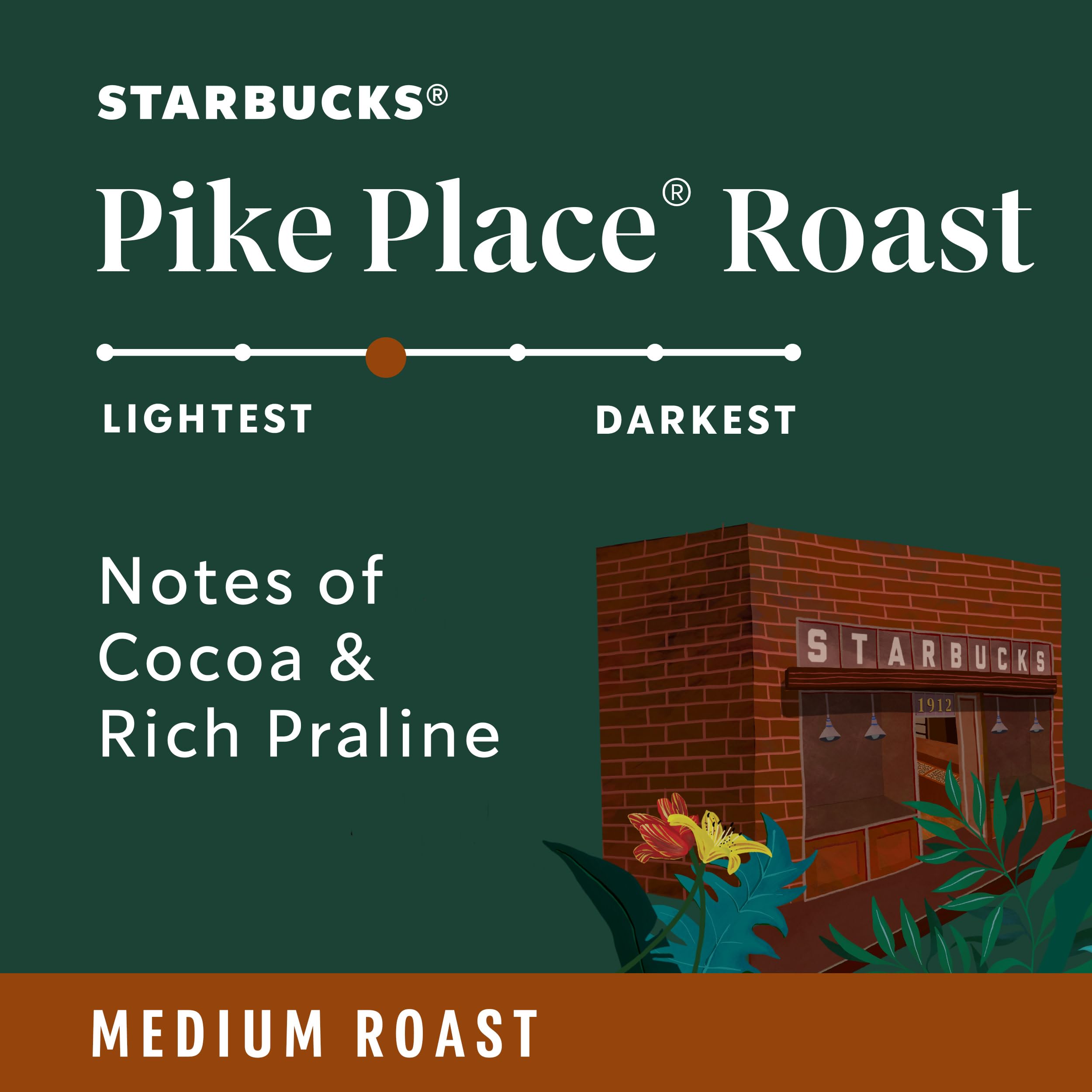 Starbucks Whole Bean Coffee, Medium Roast Coffee, Pike Place Roast, 100% Arabica, 1 bag (18 oz)