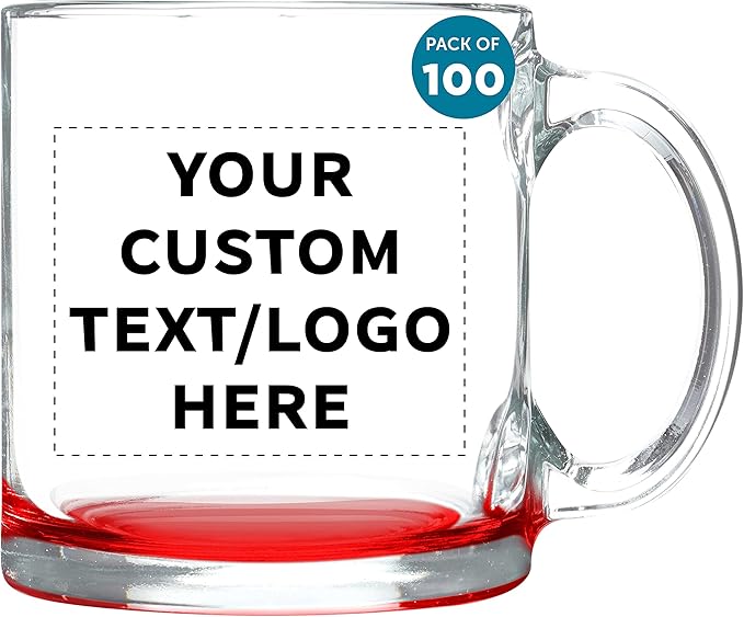 DISCOUNT PROMOS Clear Glass Coffee Mugs 13 oz. Set of 10, Bulk Pack - Perfect for Coffee, Tea, Espresso, Hot Cocoa, Other Beverages - Clear Bottom