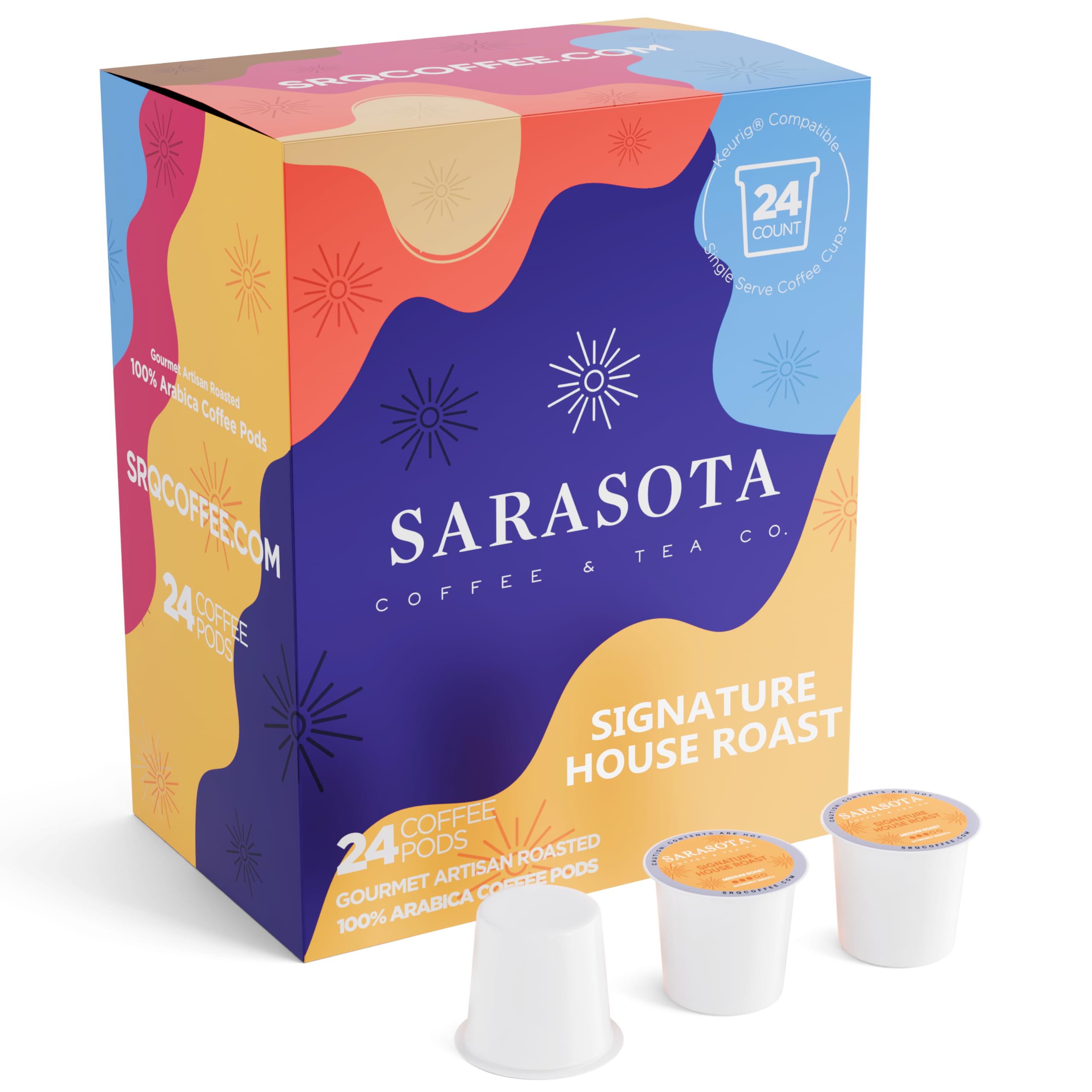 Sarasota K-Cup Coffee Pods | Medium Roast Coffee | Breakfast Blend | Single Serve for Keurig Brewers | Gourmet, Low Acid, Mold Free | 24 Count