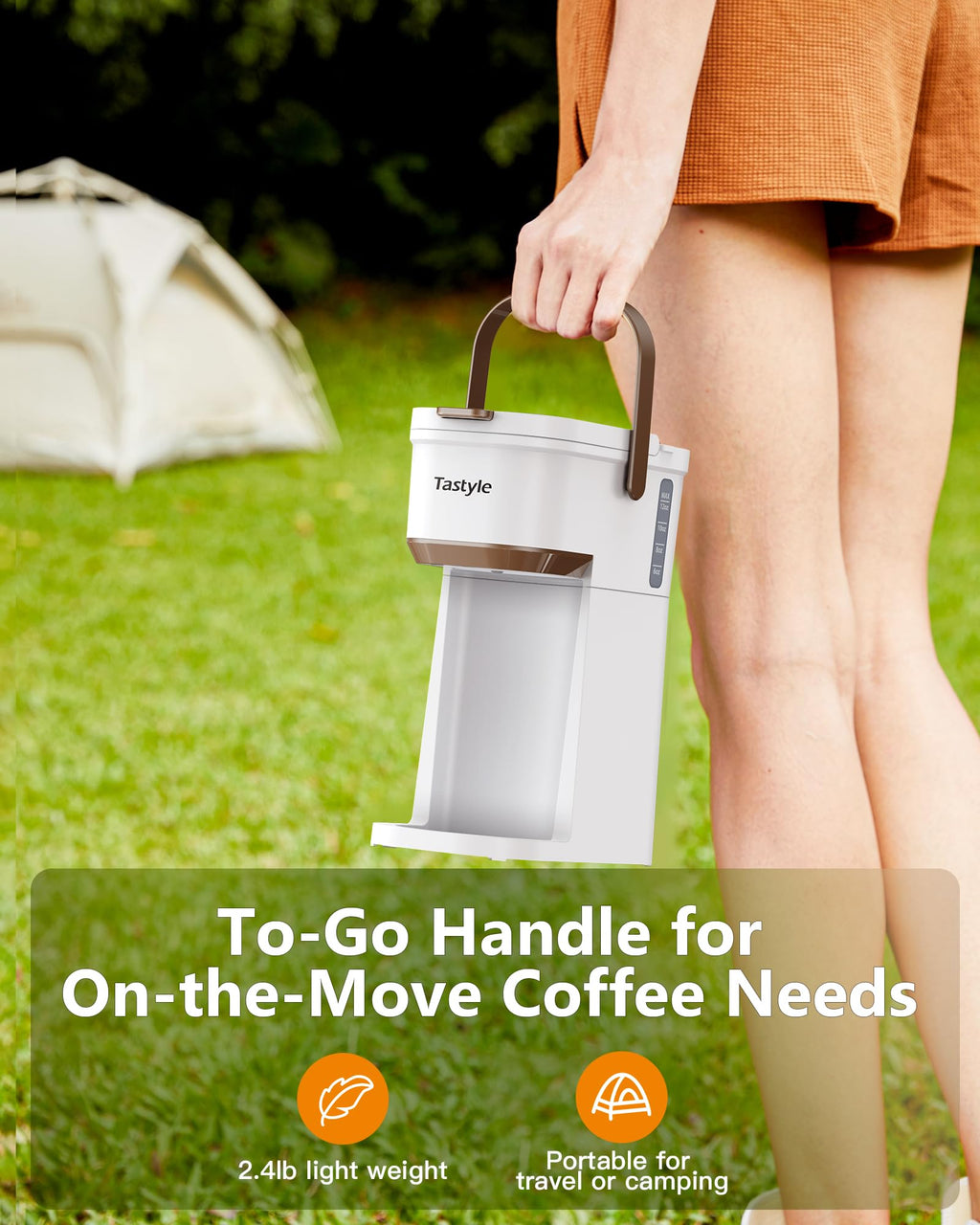 Tastyle Mini Single Serve Coffee Maker for K Cups and Grounds with Handle