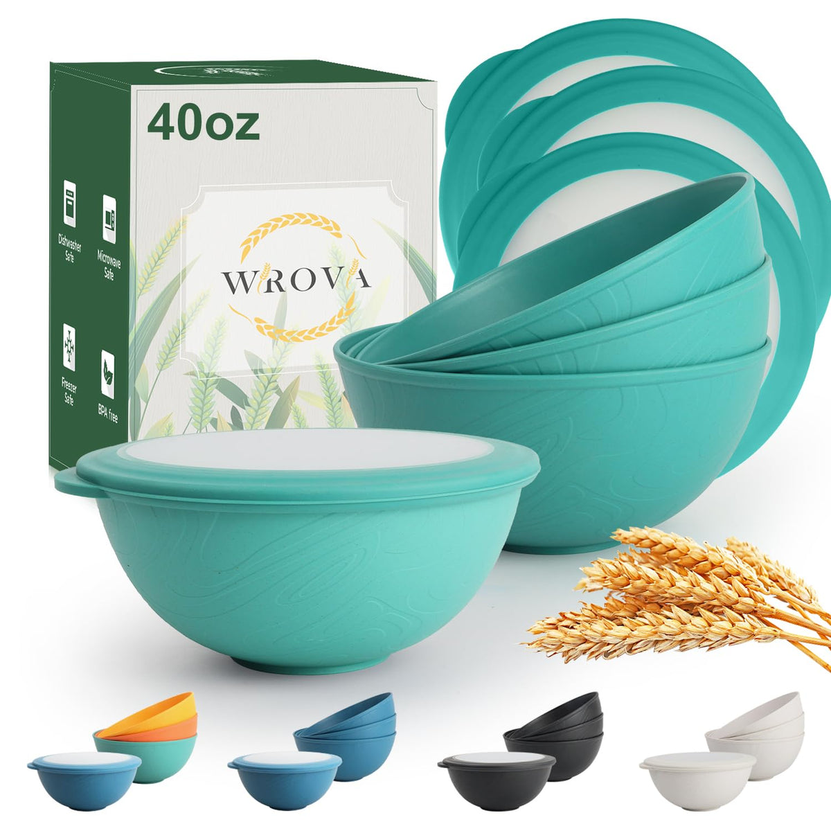 Wrova Mini Wheat Straw Bowls Set of 6, Unbreakable Snack Bowls for Kids