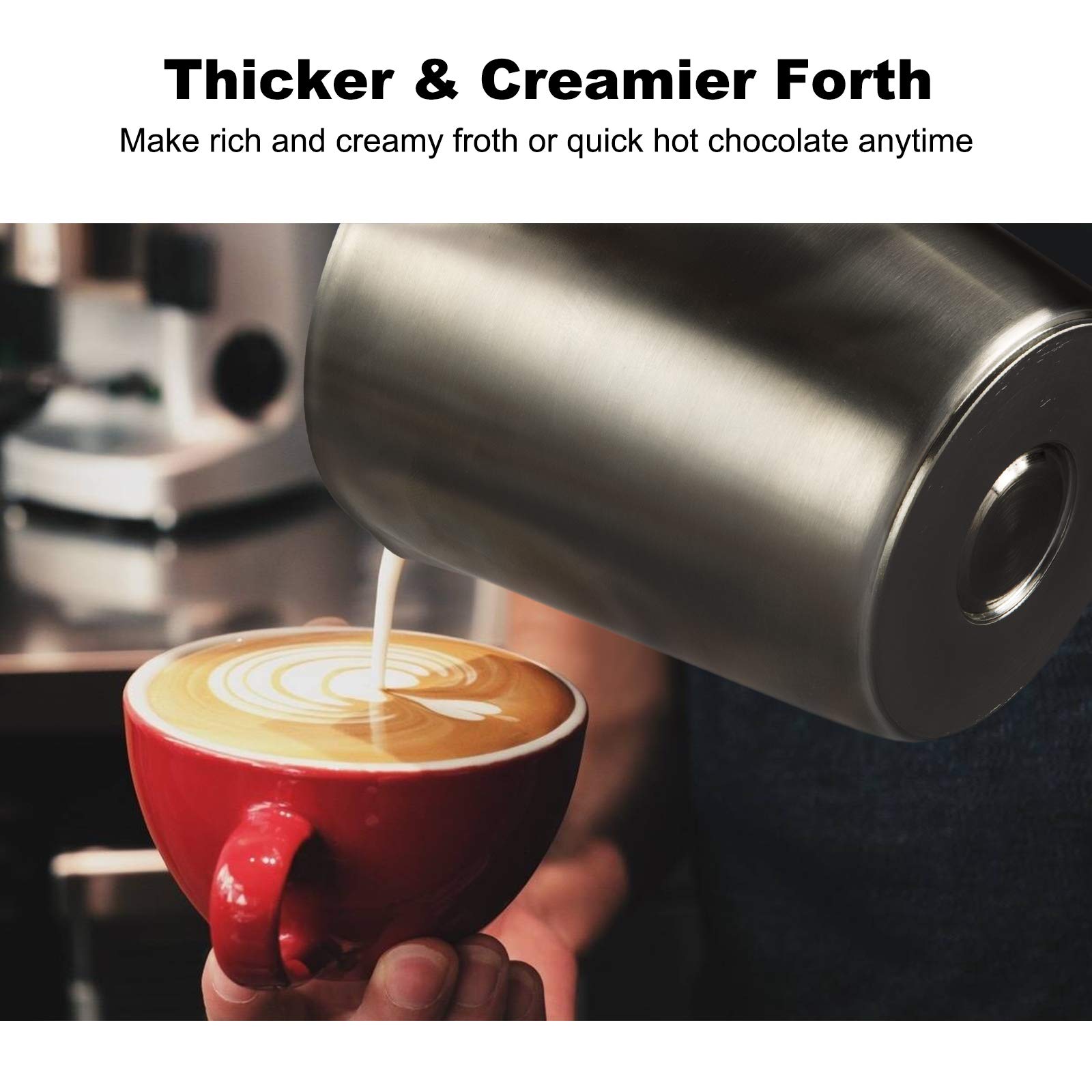 Secura Electric Milk Frother, 17oz Stainless Steel Hot & Cold Foam Maker