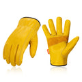 Vgo... 1-Pair Unlined Cow Grain Leather Work and Driver Gloves with Cow Split Leather Palm Patch (Size S, Gold,CA9590)