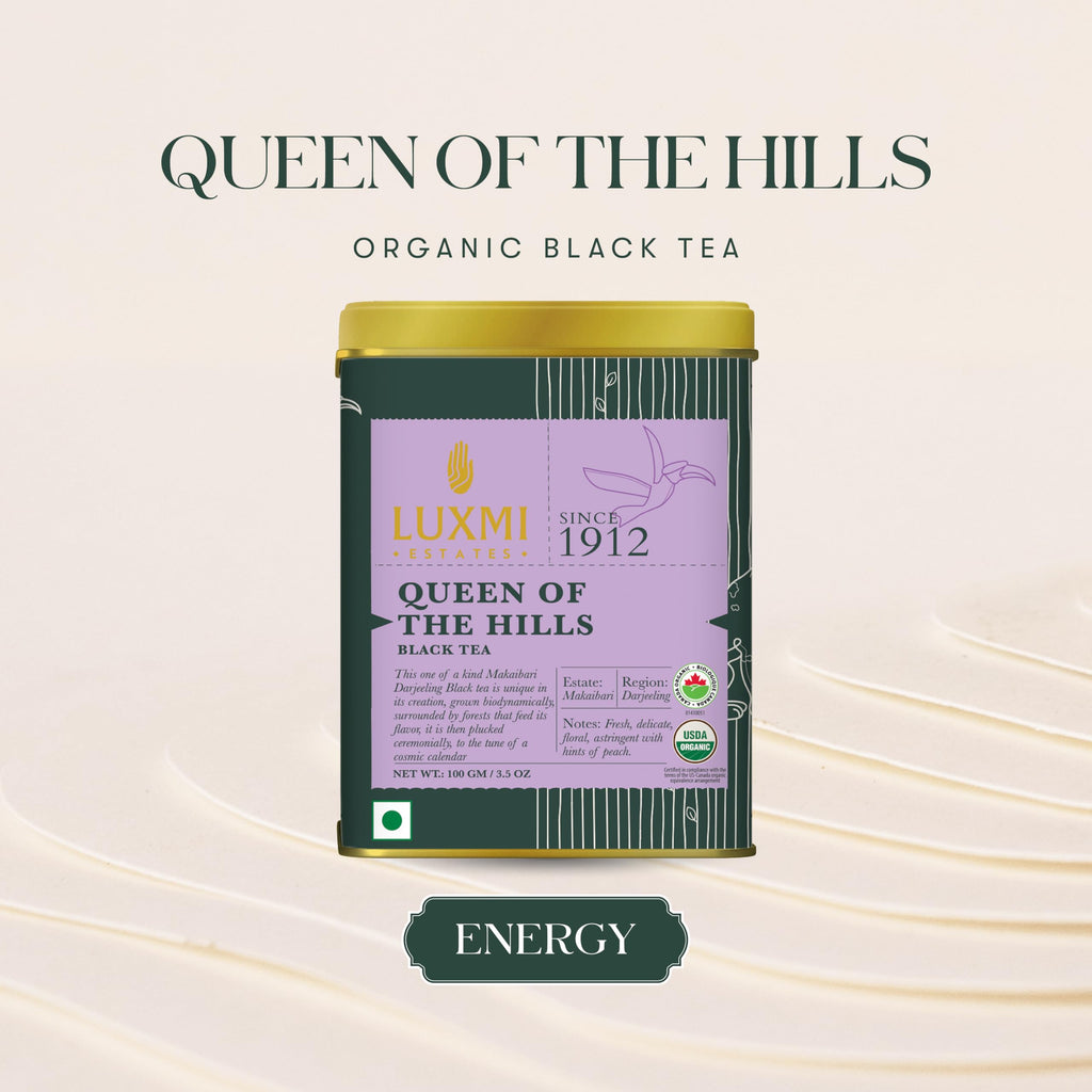 Luxmi Estates Queen of the Hills Organic Darjeeling Black Tea Loose Leaf 50 Cups (100g/3.5oz) | Direct from Garden