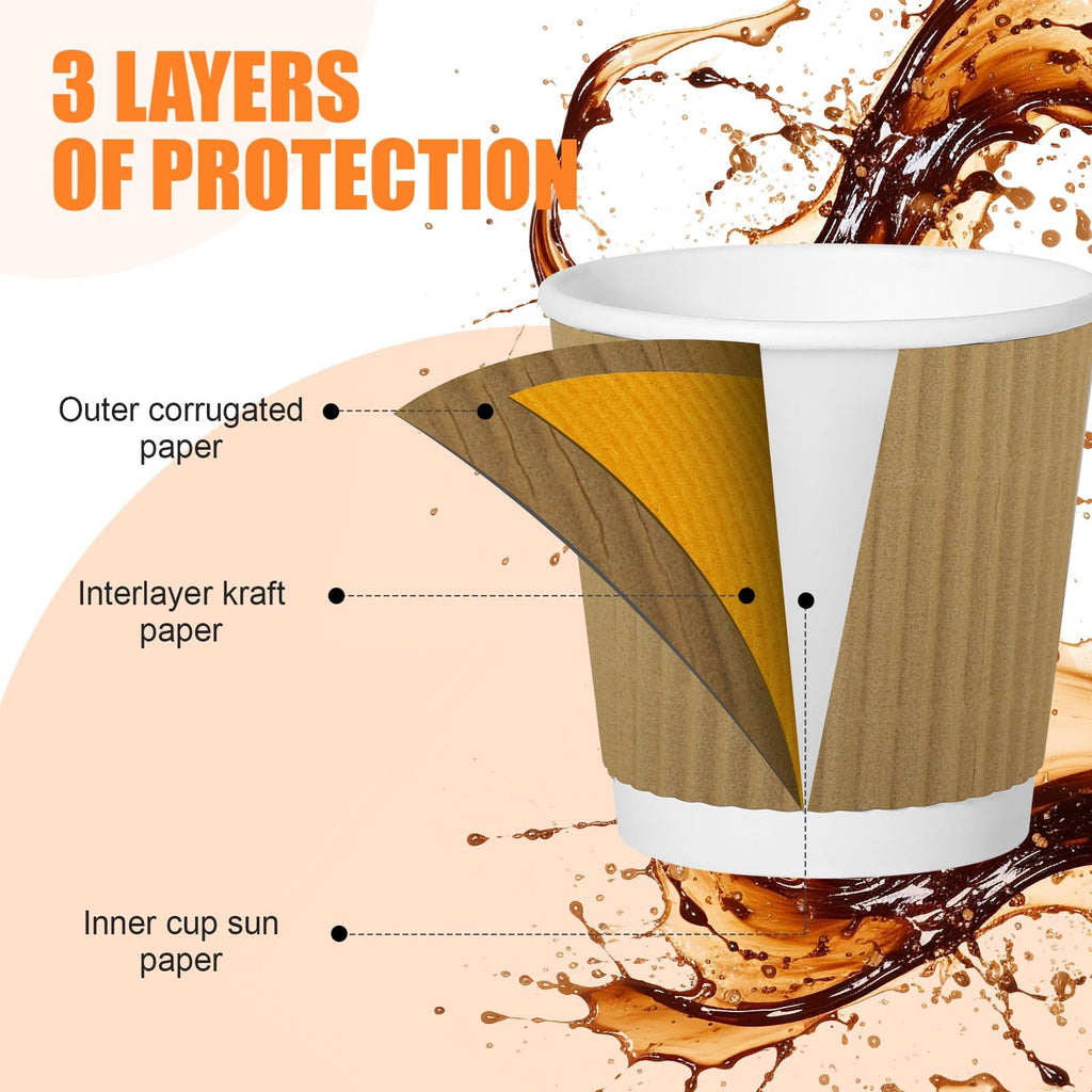 RXLWYUNLAE 120 Pack Paper Espresso Coffee Cups, 4 oz Disposable Coffee Cups,Corrugated Insulated Ripple Wall, Paper Ripple Cup for Coffee, Hot Chocolate and Hot Tea Drinks -Champagne