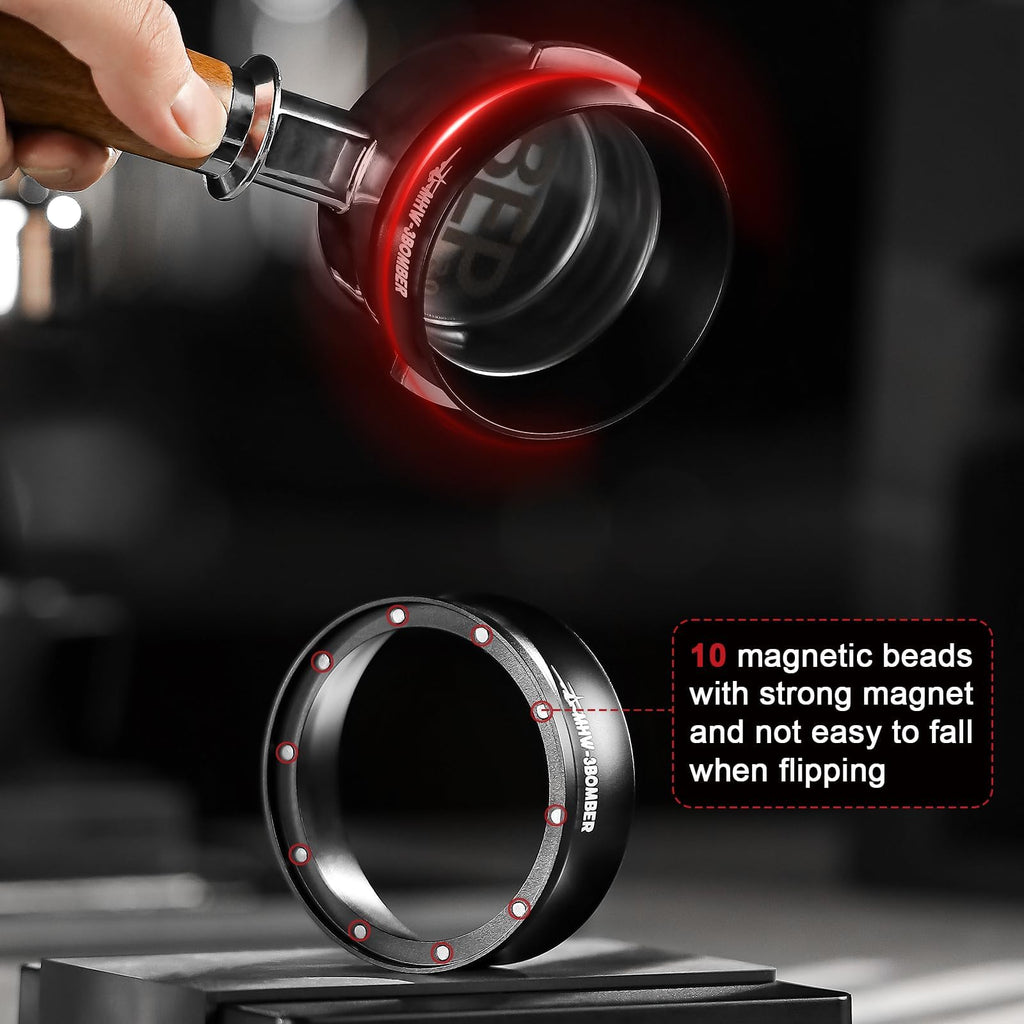 MHW-3BOMBER 51mm Espresso Dosing Funnel Compatible with 51mm Delonghi Decica Portafilter Magnetic Coffee Dosing Ring Portafilter Funnel Barista Tools DR5548B-OS
