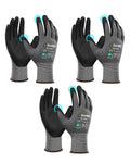 DULFINE MicroFoam Nitrile Coated 3 Pairs Work Gloves for Men Grey S