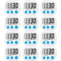 12 Pack Digital Kitchen Timers for Cooking Magnetic Timer for Cooking Loud Alarm White