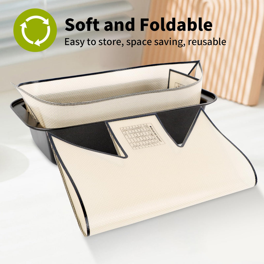 2Pcs Silicone Bread Loaf Pan Liners, Extra Thick Silicone Baking Mat for Dutch Oven, Non-Slip & Easy Clean Reusable Sourdough Bread Baking Supplie - For Bread, Cookies, Pastry (Irregular Black)