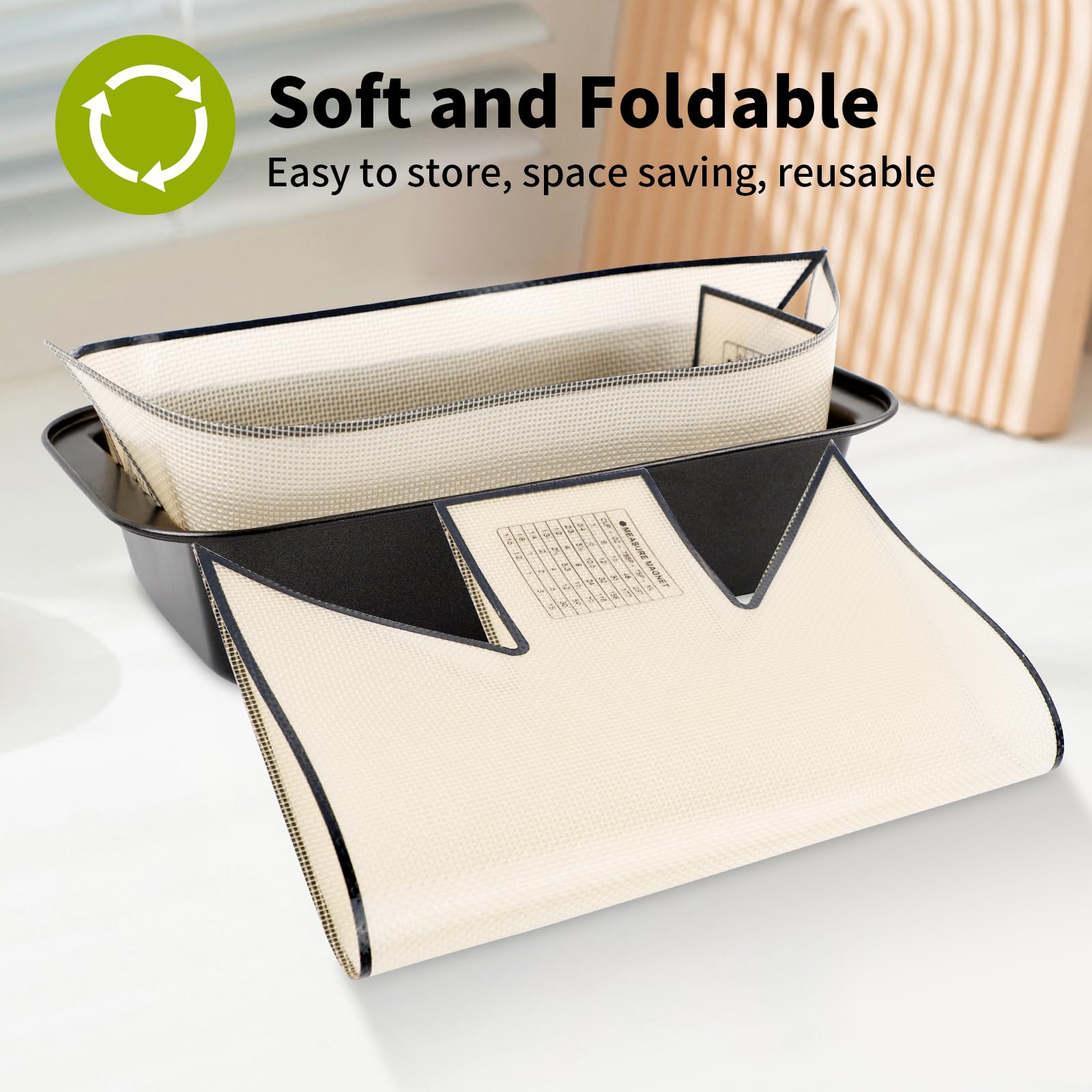 2Pcs Silicone Bread Loaf Pan Liners, Extra Thick Silicone Baking Mat for Dutch Oven, Non-Slip & Easy Clean Reusable Sourdough Bread Baking Supplie - For Bread, Cookies, Pastry (Irregular Black)