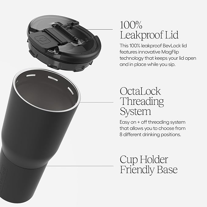 BrüMate Nav 25oz 100% Leak Proof Insulated Travel Tumbler with Magnetic BevLock™ Lid - Double Wall Cup-Holder Friendly Stainless Steel Mug (Guava)
