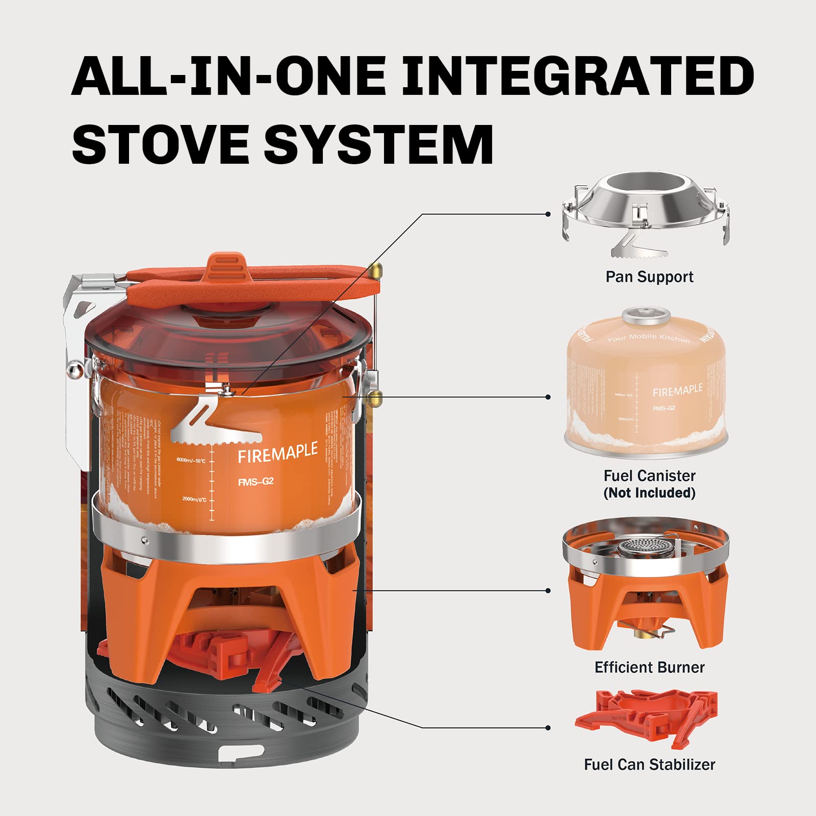 Fire-Maple Fixed Star X2 Backpacking Camping Stove System, Orange,22oz