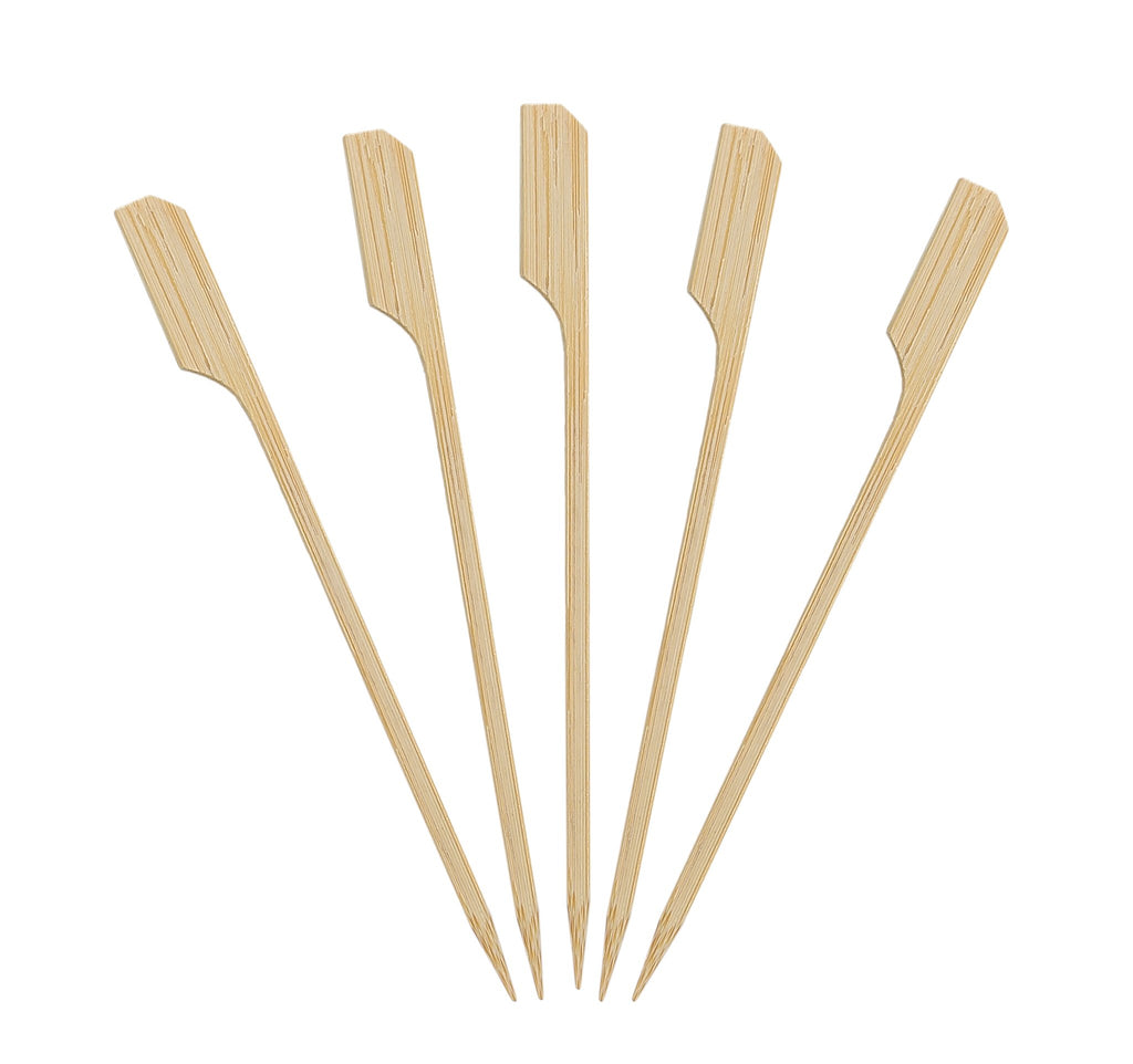 1000 Count | KingSeal Natural Green Bamboo Wood Paddle Picks, Skewers for Appetizers and Cocktails, 4.5 Inches, Bulk Pack - 10 Packs of 100