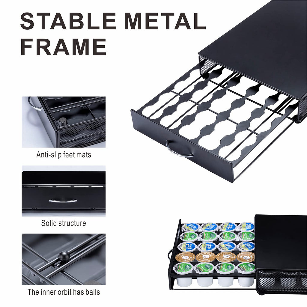 ZCDCP K Cup Holder Drawer, Coffee Pod Holder for K Cup Organizer, Keurig Coffee Pods Holder Capsule with 35 Pods, K Cup Coffee Holder Black
