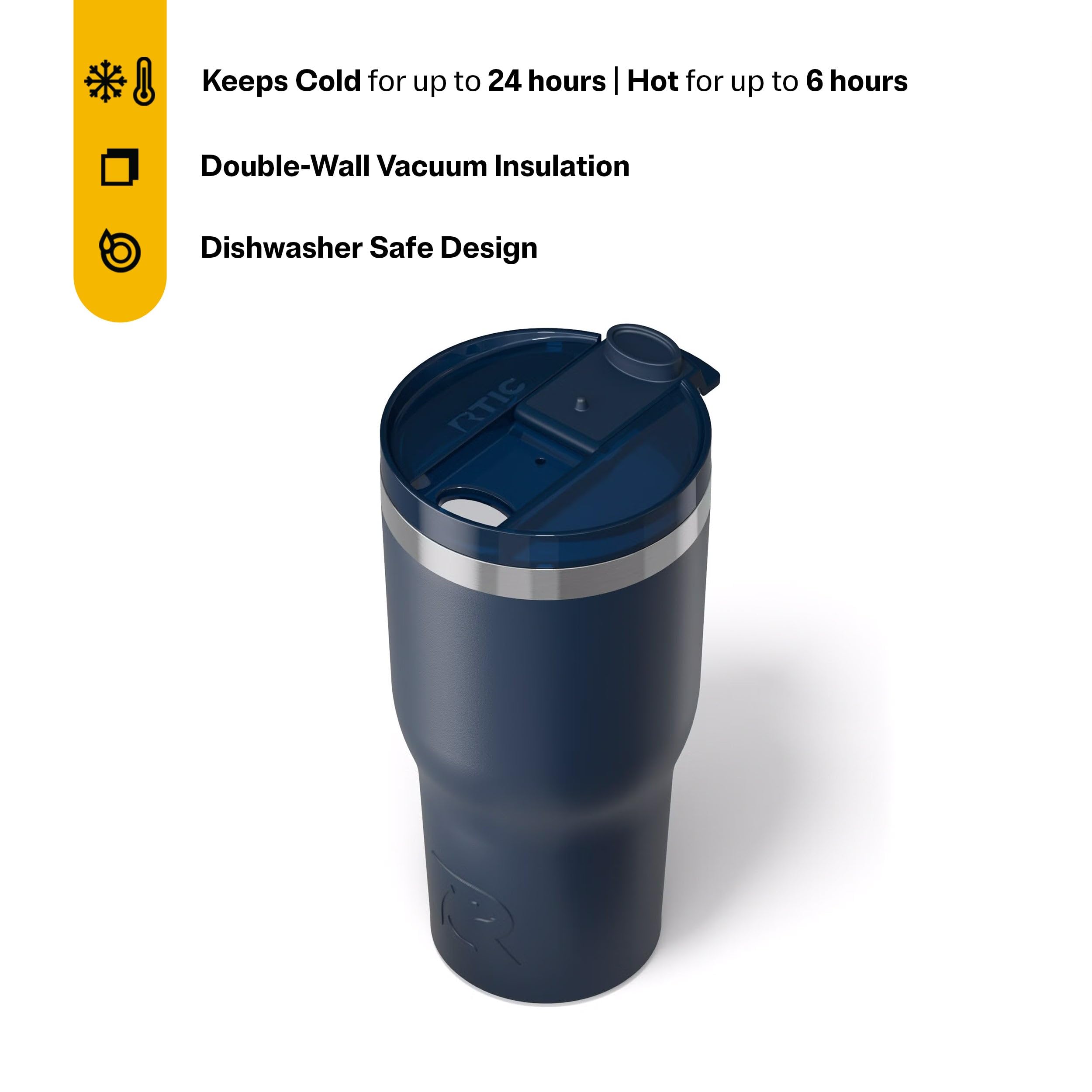 RTIC 30oz Essential Tumbler with Lid, Ceramic Lined, Navy