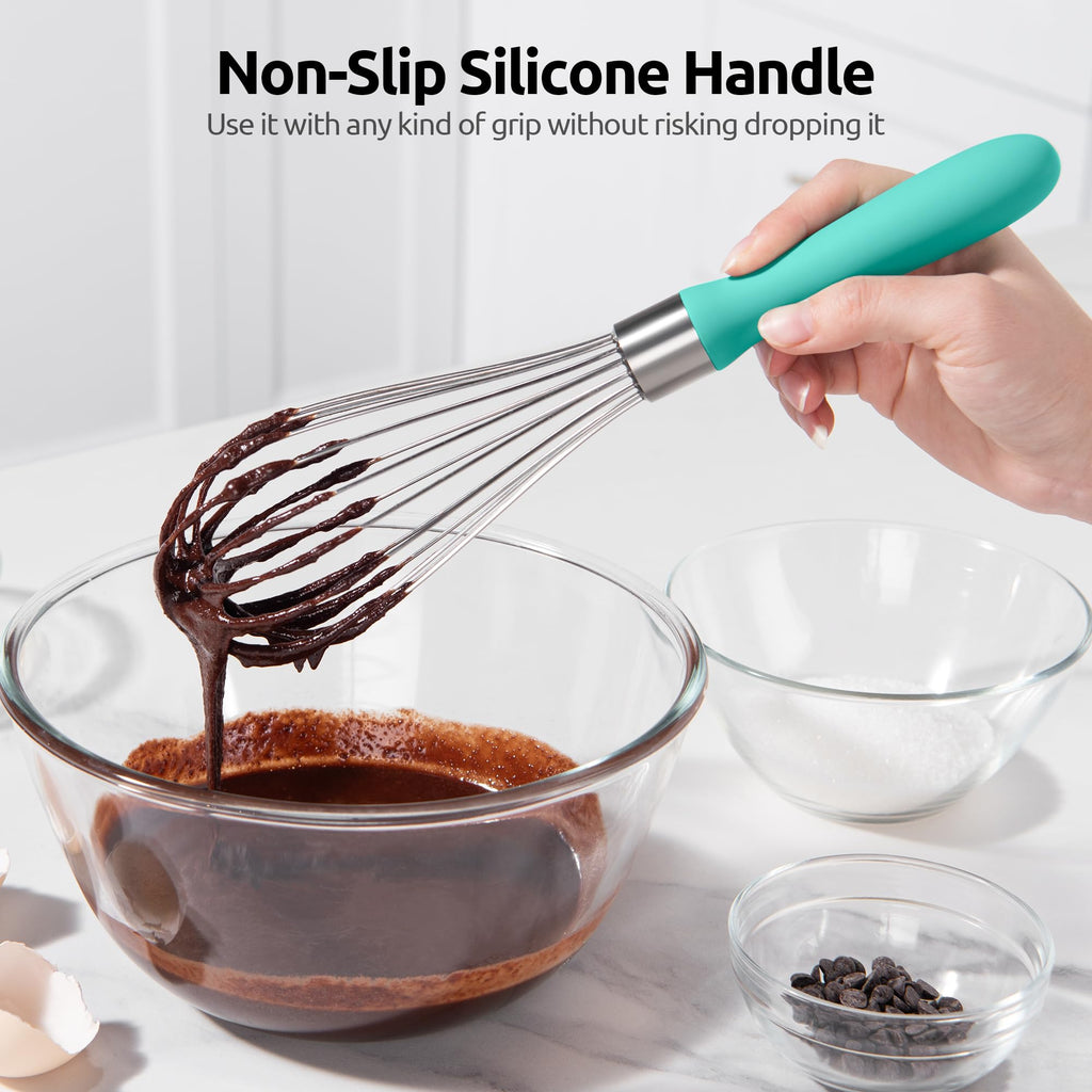 U-Taste Wire Whisk for Cooking, 18/10 Stainless Steel Wisk, M/Aqua Sky