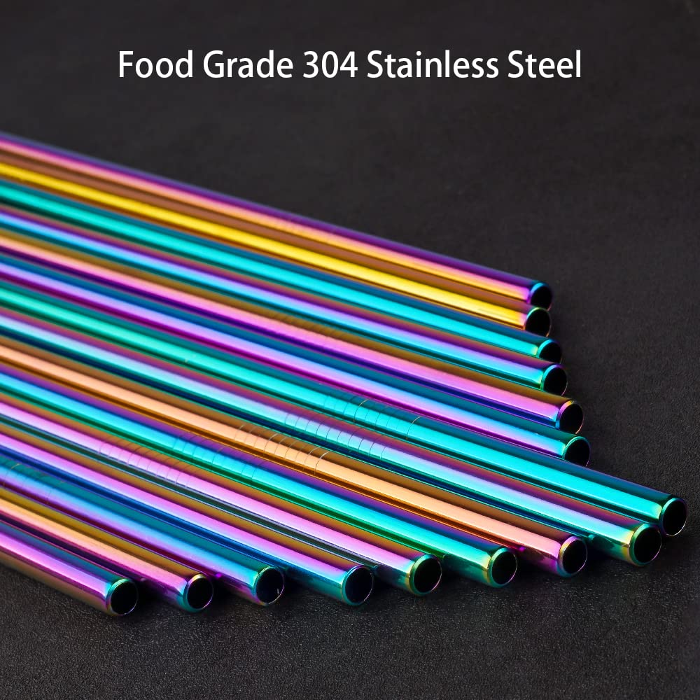 Tomorotec 24 PCS Straight & Bent Stainless Steel Straws for Tumblers, 10.5”