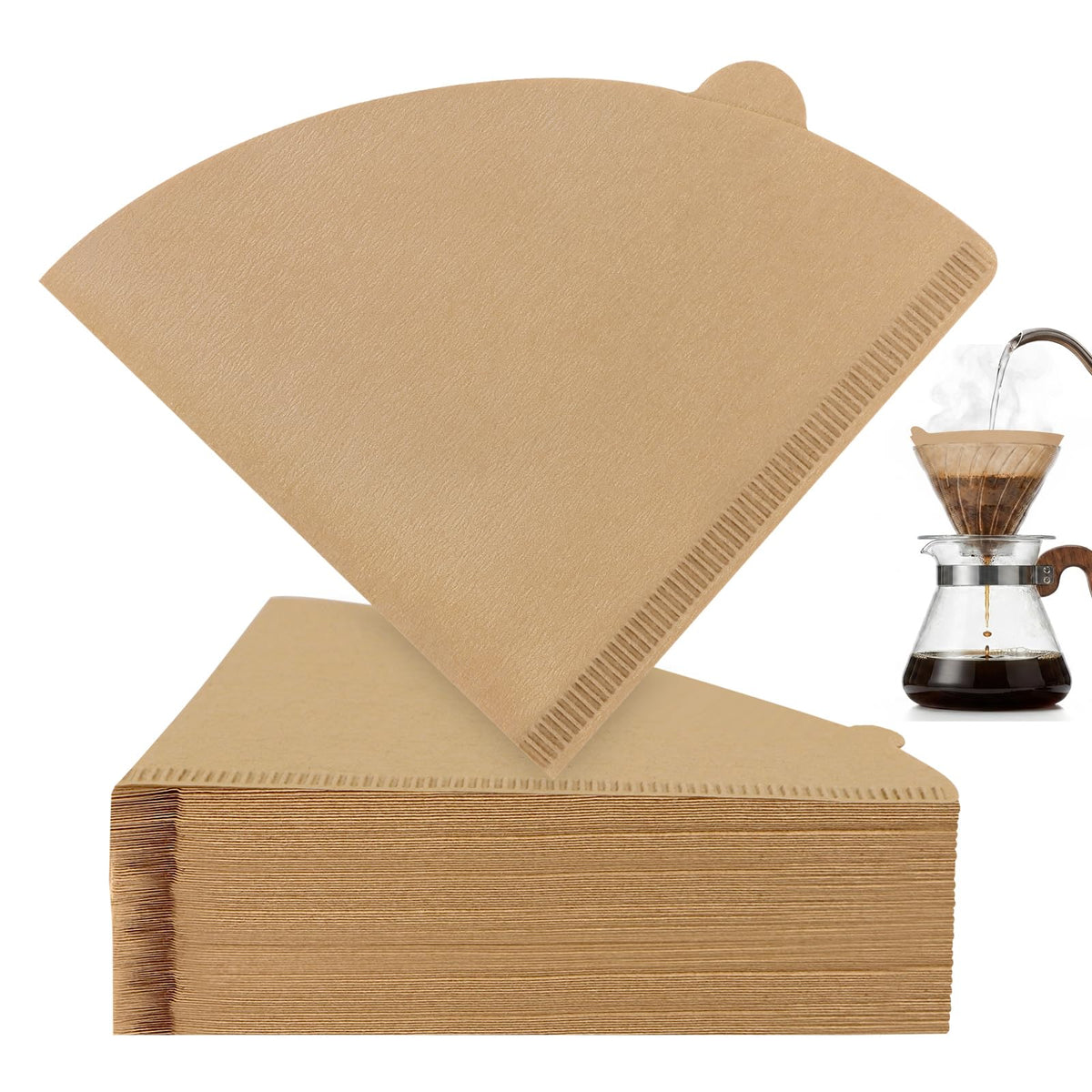 Clinuse 200Pcs Cone Coffee Filters #2, Unbleached Size 02 Coffee Filter