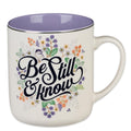 Christian Art Gifts Purple Ceramic Coffee Mug with Silver Rim – 14 oz. Lead & Cadmium-free Non-toxic Inspirational Scripture Coffee and Tea Mug for Women with Bible Verse: Be Still & Know –Psalm 46:10