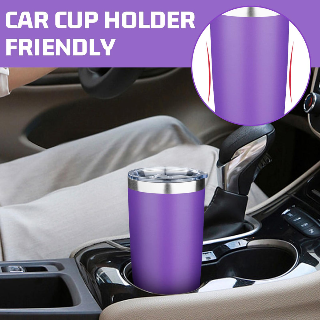 FLIFQI 20oz Tumbler with Lid Double Wall Vacuum Insulated Travel Coffee Mug Stainless Steel Thermal Cup Powder Coated Sturdy Coffee Tumbler for Hot and Cold Beverage (Purple,1)