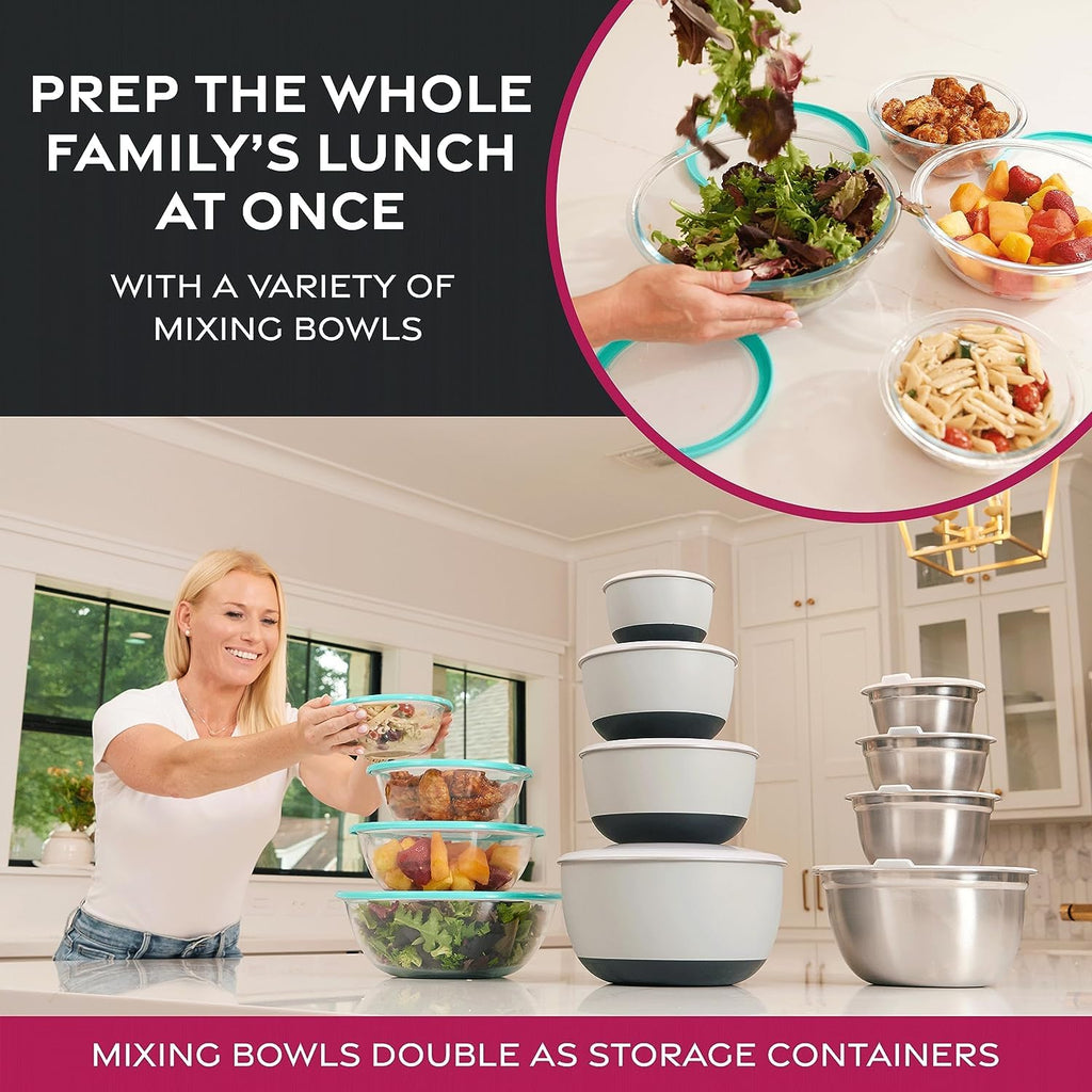 BREFR Stainless Steel Mixing Bowl Set, Nesting Bowls for Kitchen Baking, Cooking, Prepping, Kitchen Food Storage Organizers, No Lids (6 Pack)