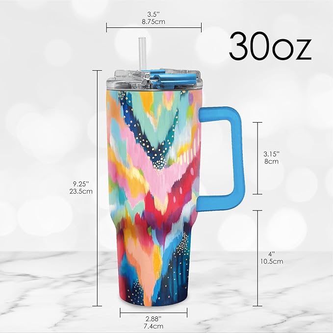 RainCaper 18/8 Stainless Steel Insulated Water Tumbler with Straw | 30oz, BPA-Free, Double Wall for Hot & Cold | Travel-Friendly, Cup Holder Ready (EttaVee Brush 100)
