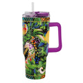 RainCaper 18/8 Stainless Steel Insulated Water Tumbler with Straw | 30oz, BPA-Free, Double Wall for Hot & Cold | Travel-Friendly, Cup Holder Ready (Laurel Burch Jungle Song)