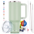 tweevo 40 oz Tumbler With Handle and Straw Made of Stainless Steel - Double Wall Vacuum Insulated Tumbler With Lid - Sweat Proof Easy Grip, BPA-Free, Dishwasher Safe Tumbler (Sea Sage)