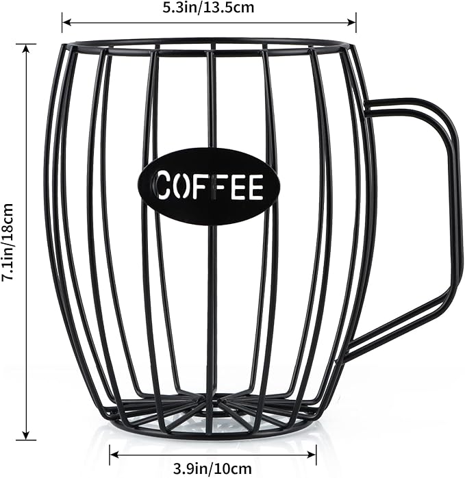 MOLIGOU Coffee Pod Basket, Black, Round, Modern, Rustic, Country-Chic, K Cup Storage, Organizer, Decor, Kitchen Counter, Coffee Bar