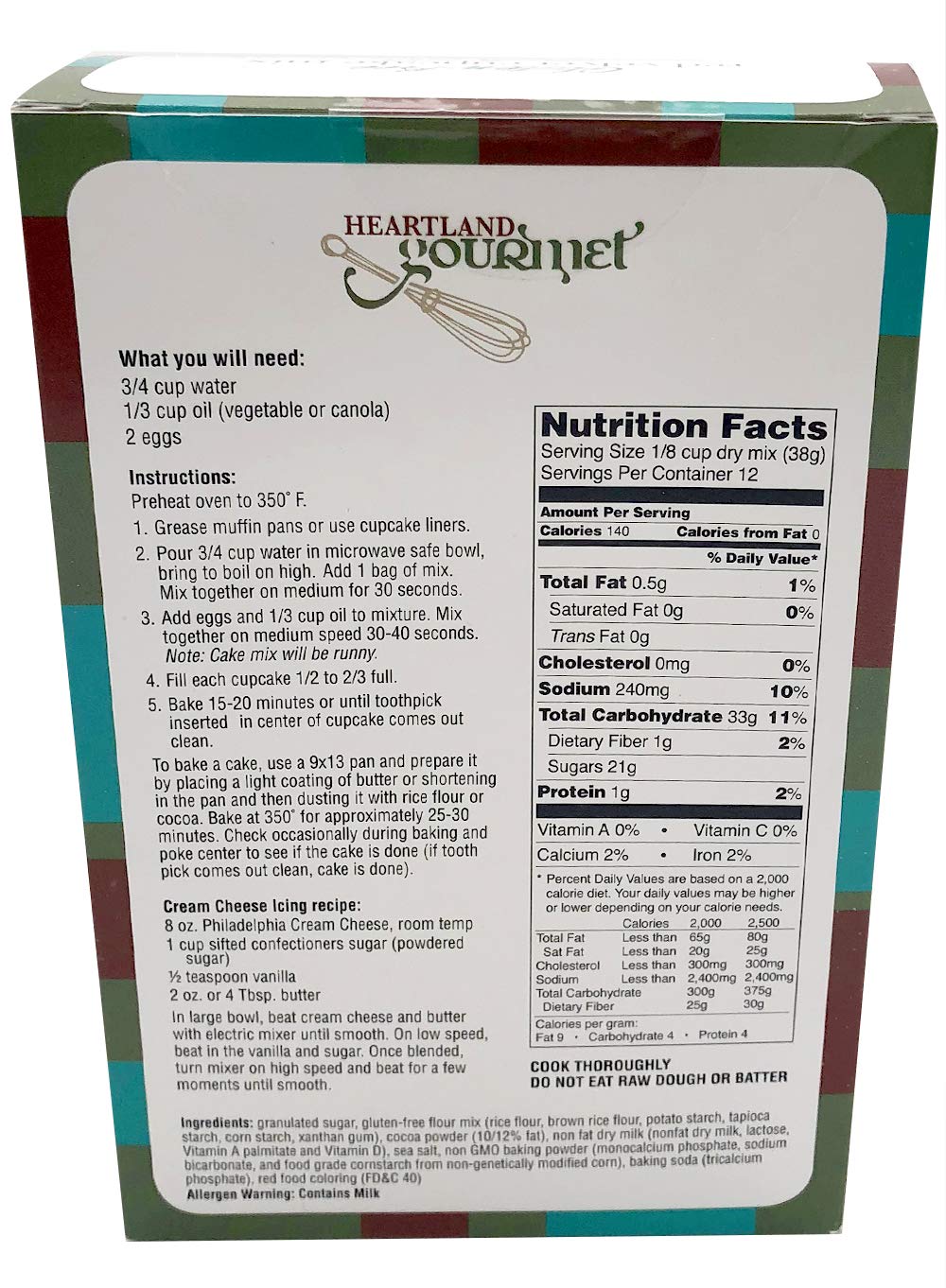 Heartland Gourmet Red Velvet Cupcake Mix, Gluten Free Baking Mix for Moist Red Velvet Cupcakes, Certified Gluten Free for Celiac Friendly Desserts, 16 oz