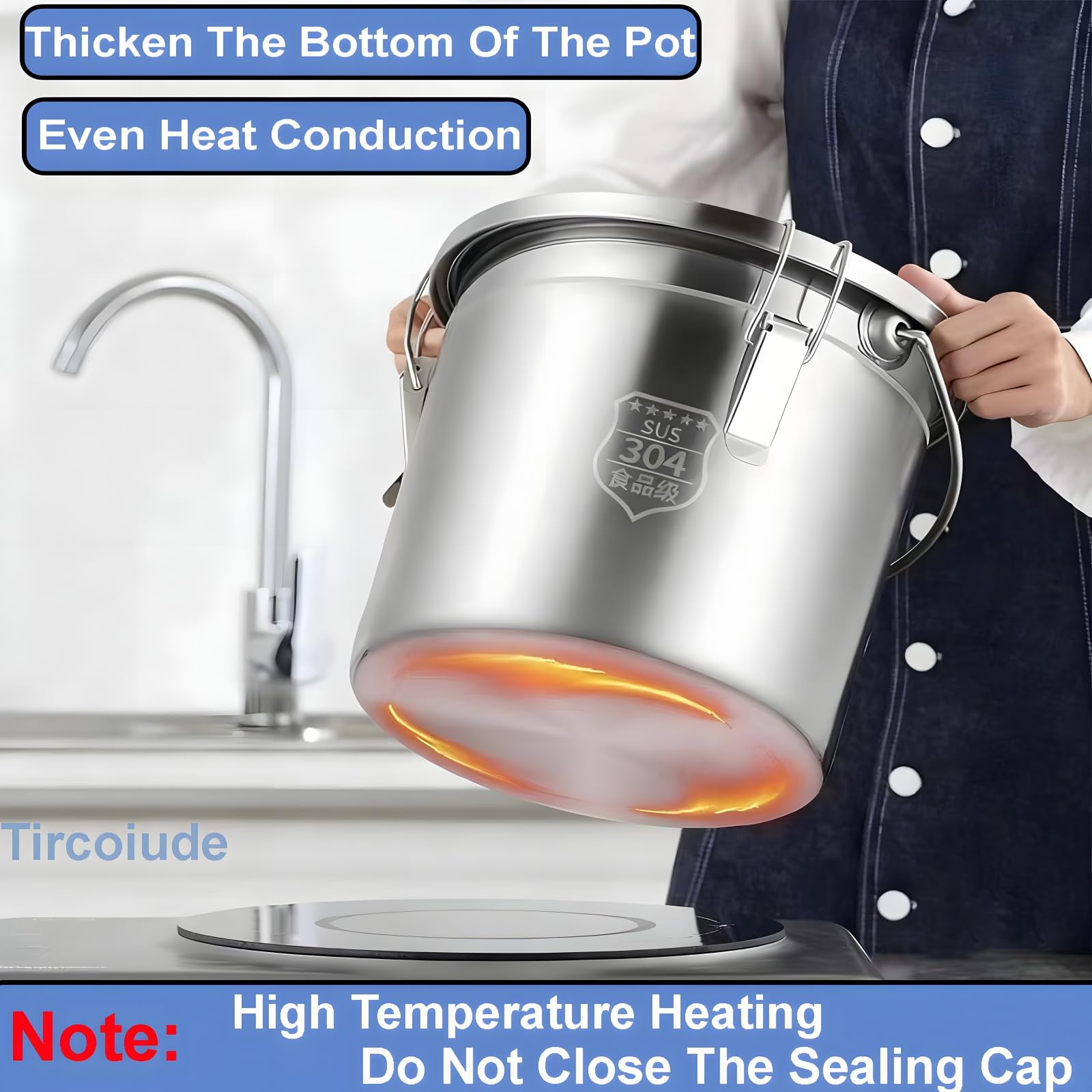 21L/5.5 Gal 304 Stainless Steel Containers with Lids 716 Oz Kitchen Airtight Canisters Stainless Steel Bucket Metal Food Storage Rice Containers Flour Storage Airtight Container