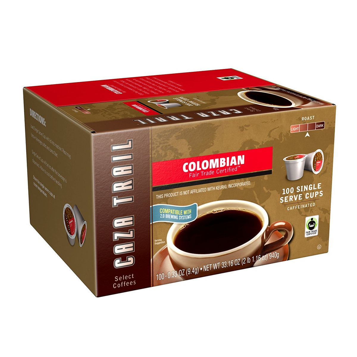 Caza Trail Coffee Pods, Blonde Roast, Single Serve (Packing May Vary), 100 Count (Pack of 1)